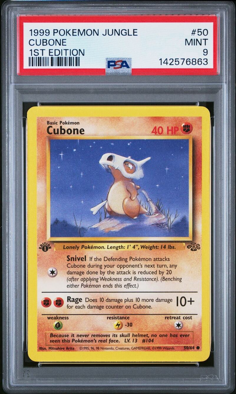 PSA 9 MINT Cubone 1st Edition 50/64 Pokémon 1999 Jungle Common Graded Card